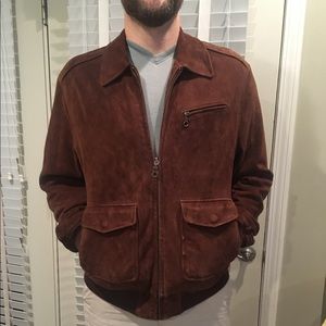 Daniel Cremieux brown goat suede leather coat. EUC